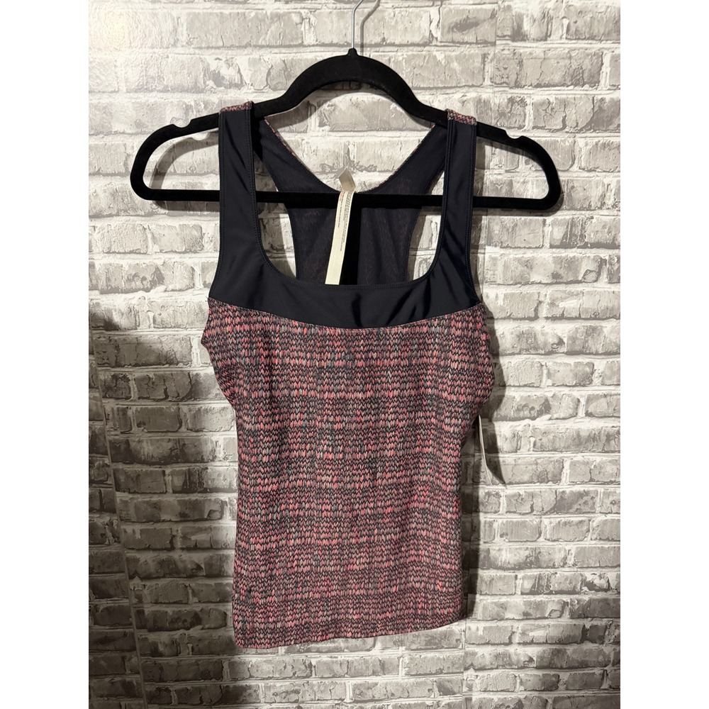 Free People Movement Womens Racerback Tank Top Pink Black Space Dye NWT Small